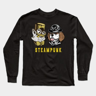 Steampunk Cat & Dog Couple Long Sleeve T-Shirt